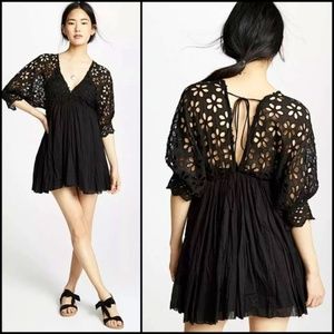 FREE PEOPLE Bella Note White Dress Eyelets Babydoll